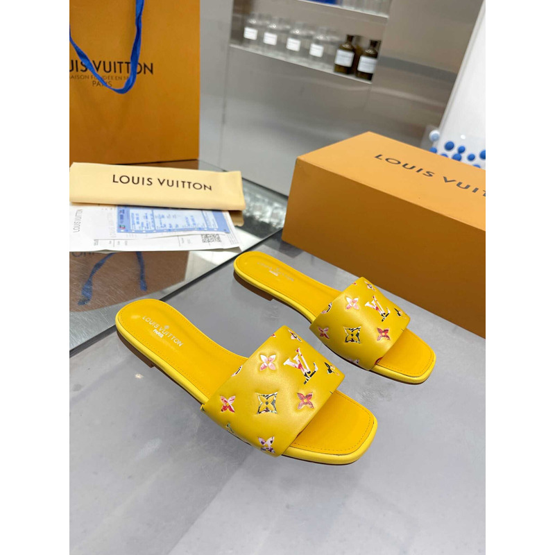 l**is V*t*n revival flat mule slides yellow