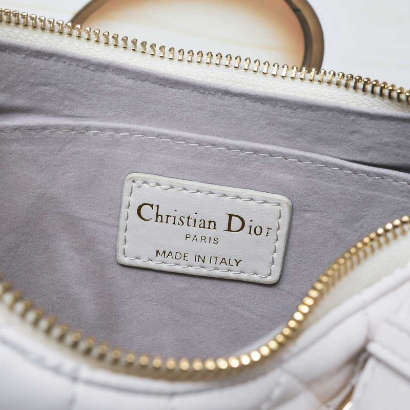 D*or soft leather quilted hobo bag white
