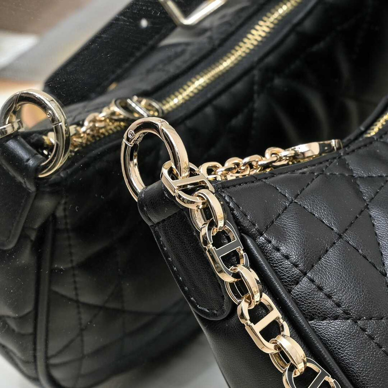 D*or soft leather quilted hobo bag black