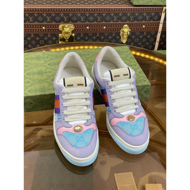 G*u*i screener lace-up sneakers purple and blue