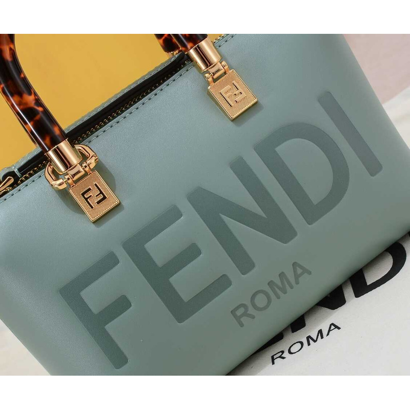 F**di by the way mini leather small boston bag green