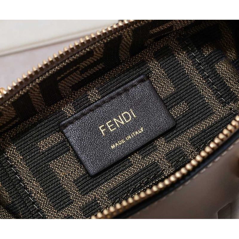 F**di by the way mini leather small boston bag grey brown