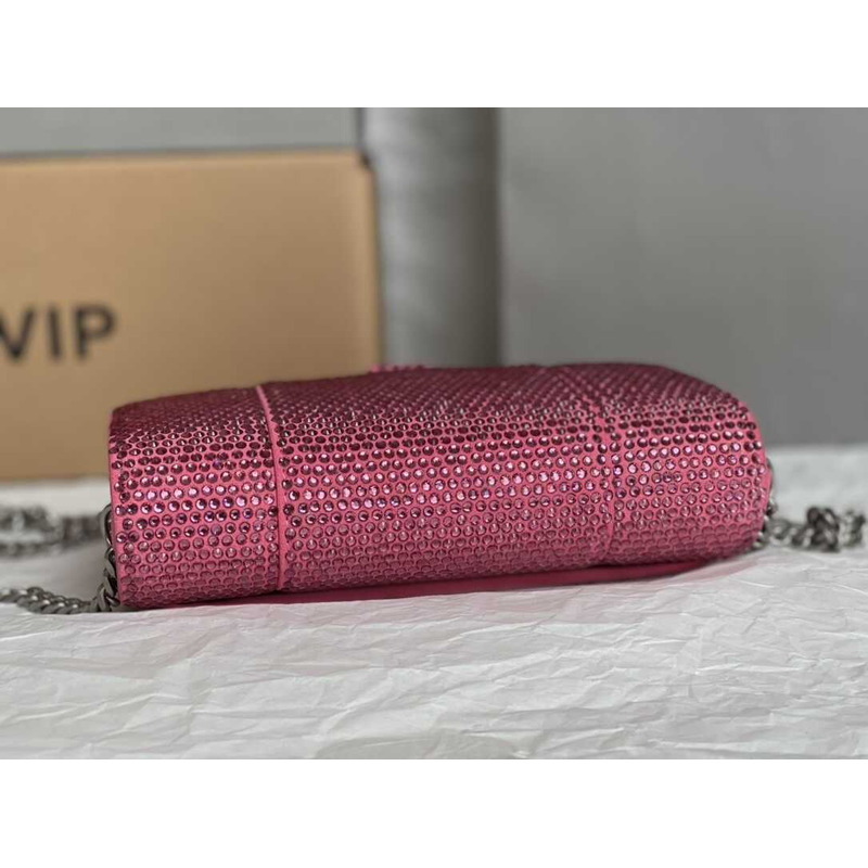 Ba*len*cia*ga hourglass chain wallet suede with crystals