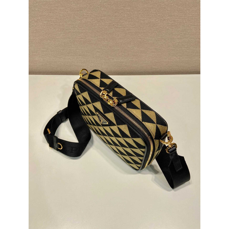 Pra*a symbole embroidered fabric bag