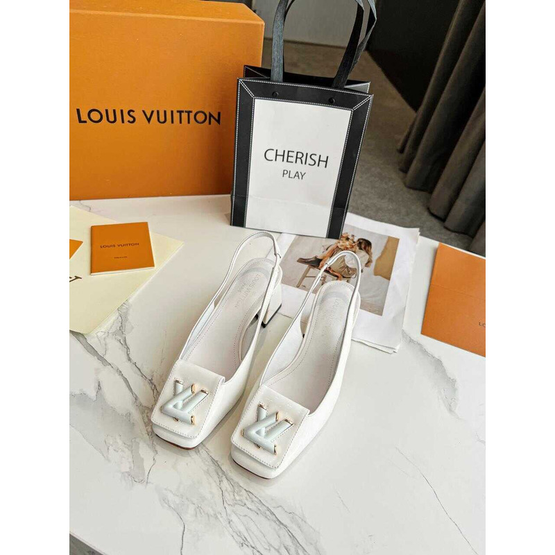 l**is V*t*n | casual style leather block heels party style office style white