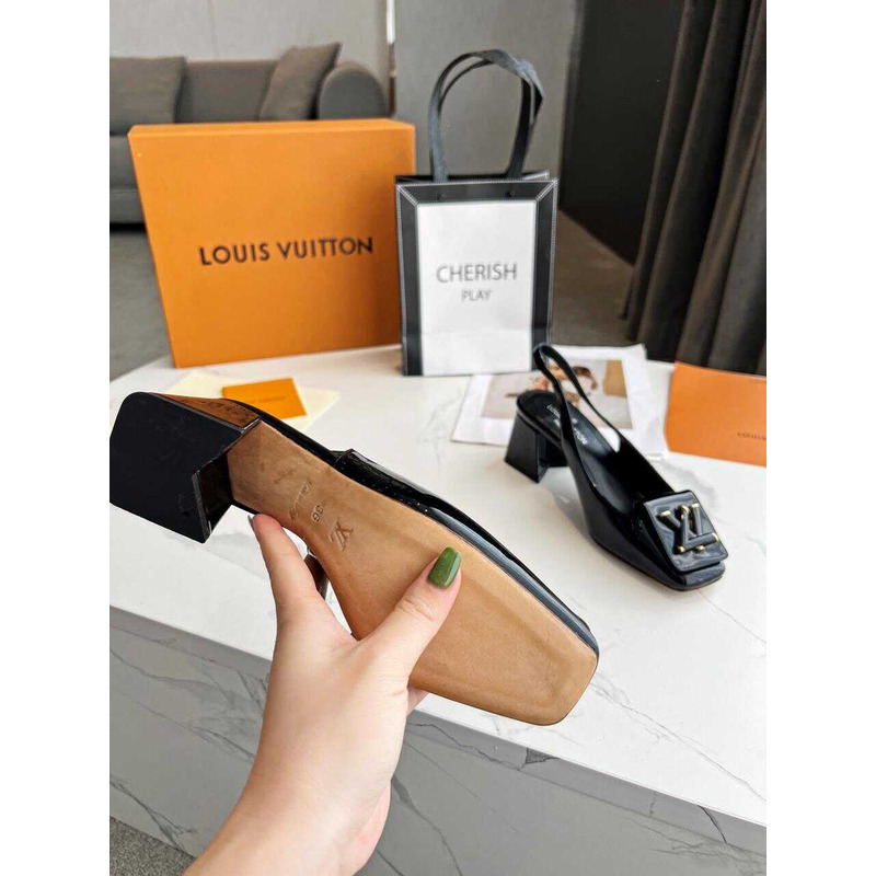 l**is V*t*n | casual style leather block heels party style office style black