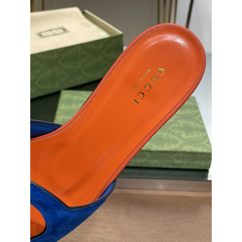 G*u*i interlocking g cut-out sandals blue /orange