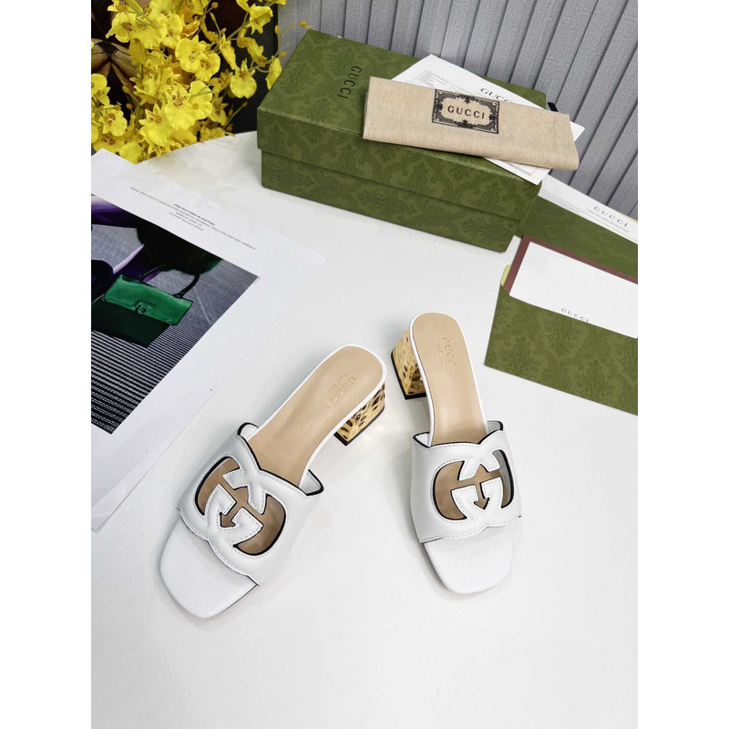 G*u*i interlocking g cut-out sandals white