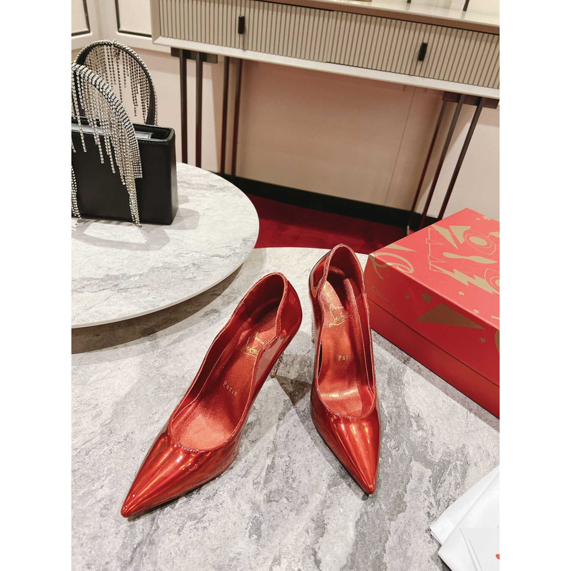 Ch**an louboutin hot chick patent leather pumps 100 red