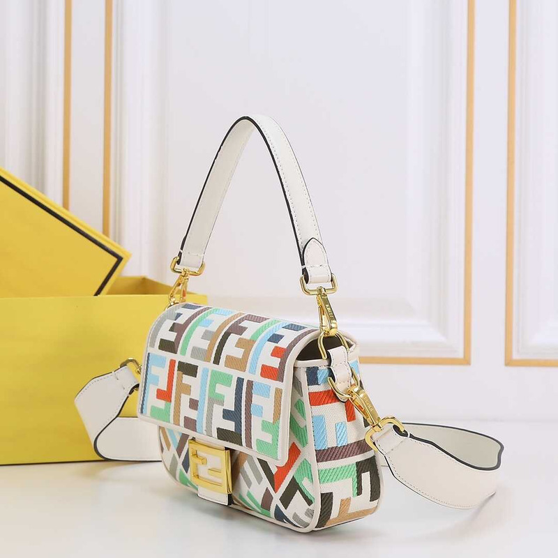 F**di baguette multicolor canvas bag with ff embroidery