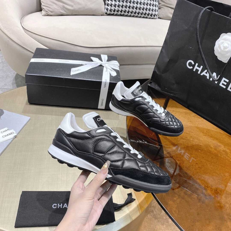 Ch*el platform casual style street style plain leather party style black