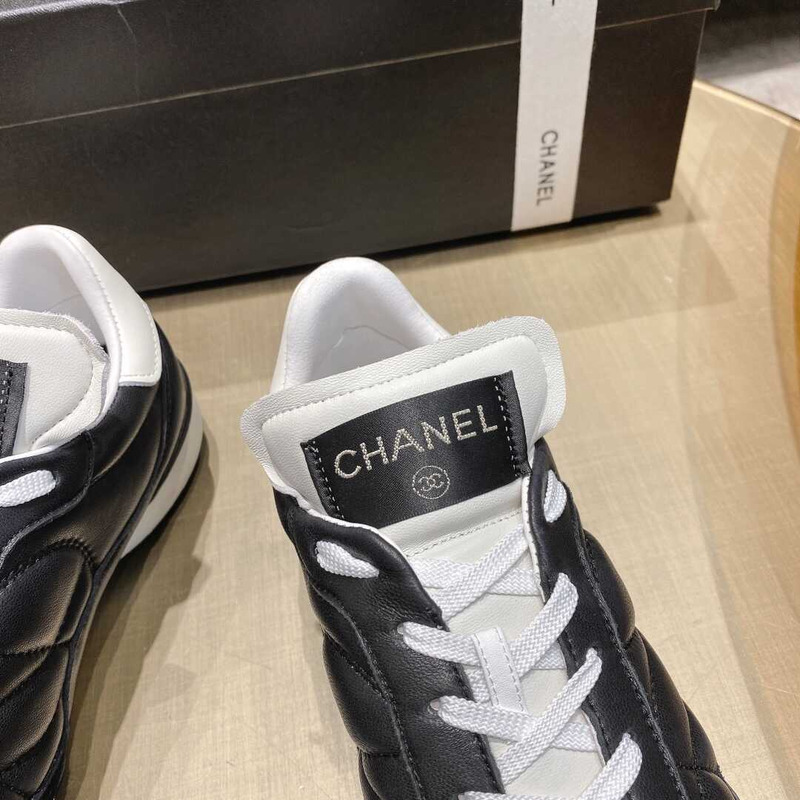 Ch*el platform casual style street style plain leather party style black