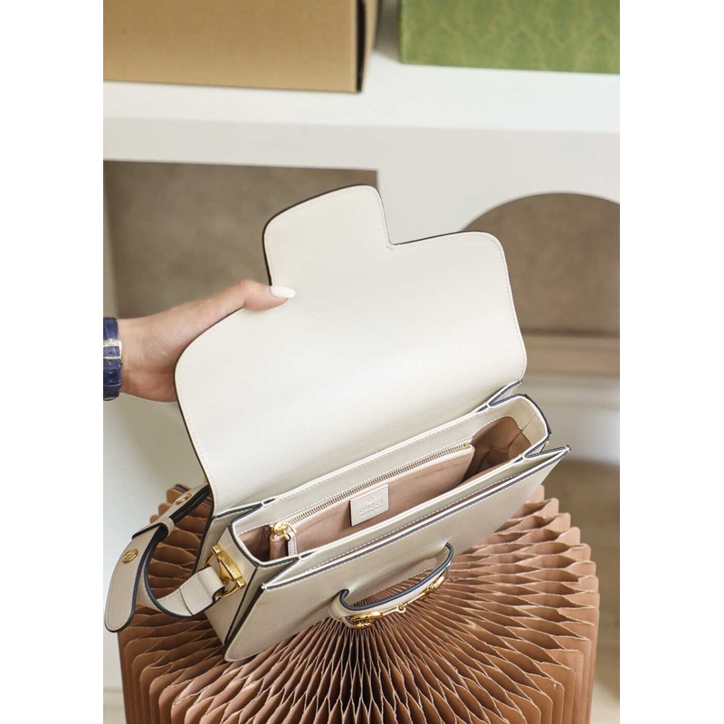 G*u*i horsebit 1955 series small shoulder bag white