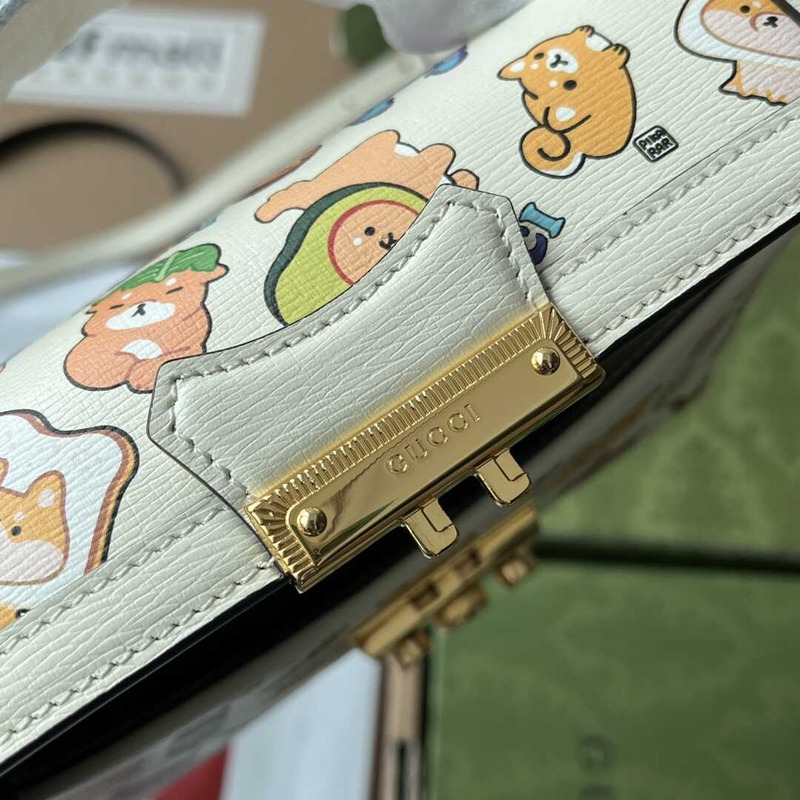 G*u*i padlock G*u*i animal print mini bag white