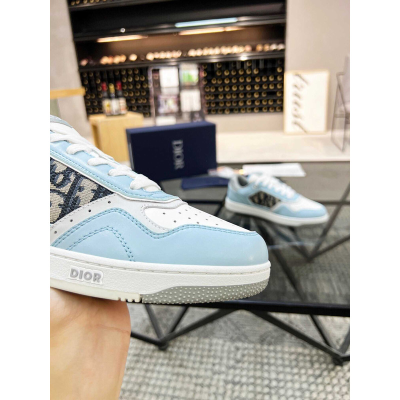 D*or b27 low top sneaker smooth calfskin oblique galaxy leather light blue