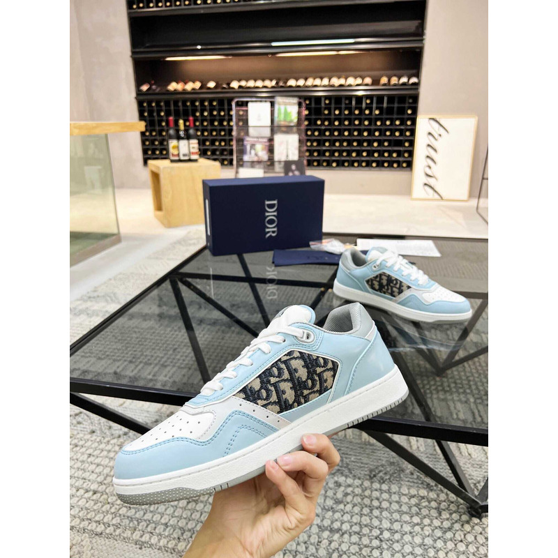 D*or b27 low top sneaker smooth calfskin oblique galaxy leather light blue