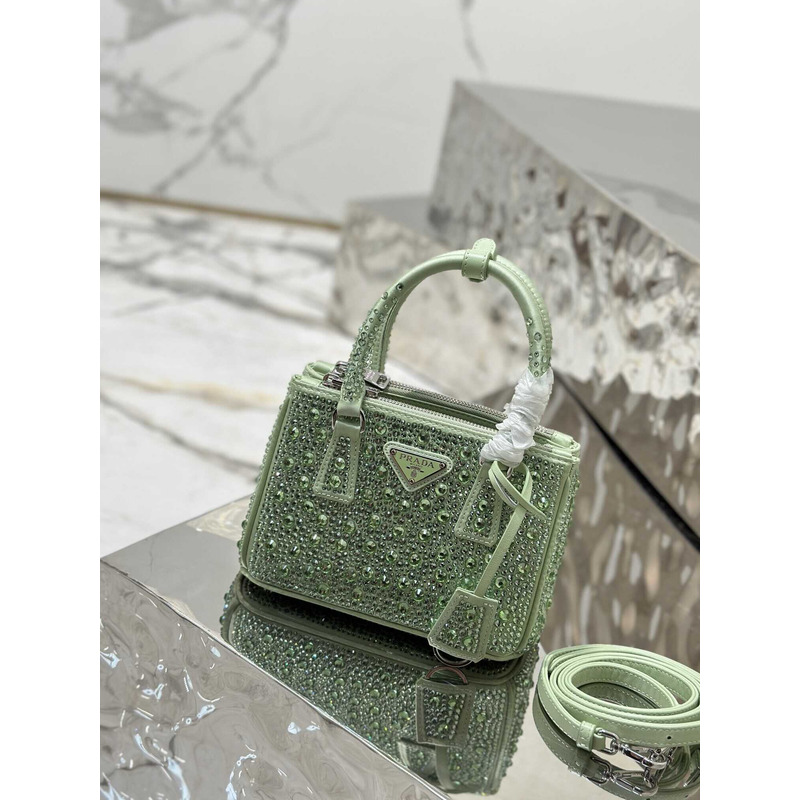 Pra*aPra*a mini galleria crystal-embellished tote bag green