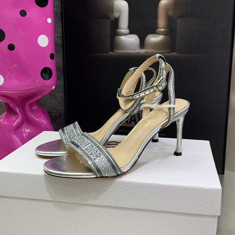 D*or dway heeled sandal silver-tone strass silver