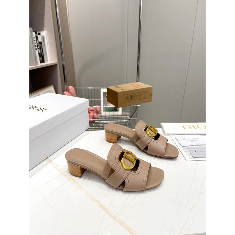 D*or nude leather logo montaigne mules slides