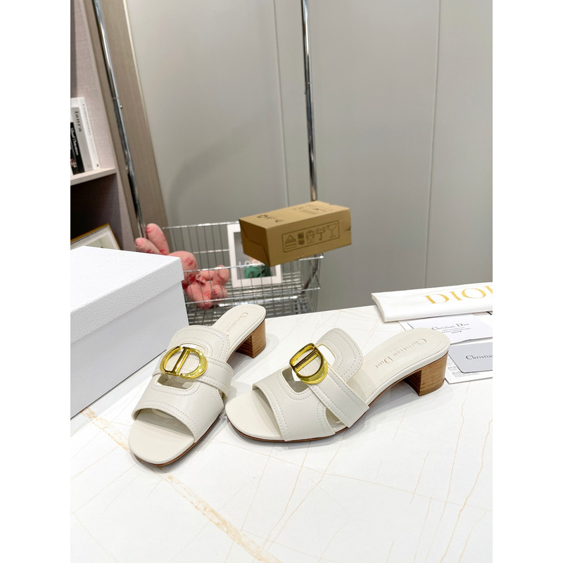 D*or white leather 30 montaigne slide sandals
