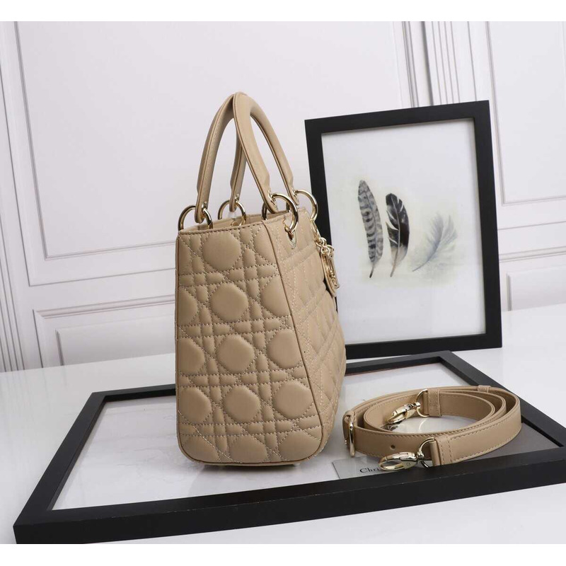 D*or medium lady D*or bag sand pink cannage lambskin