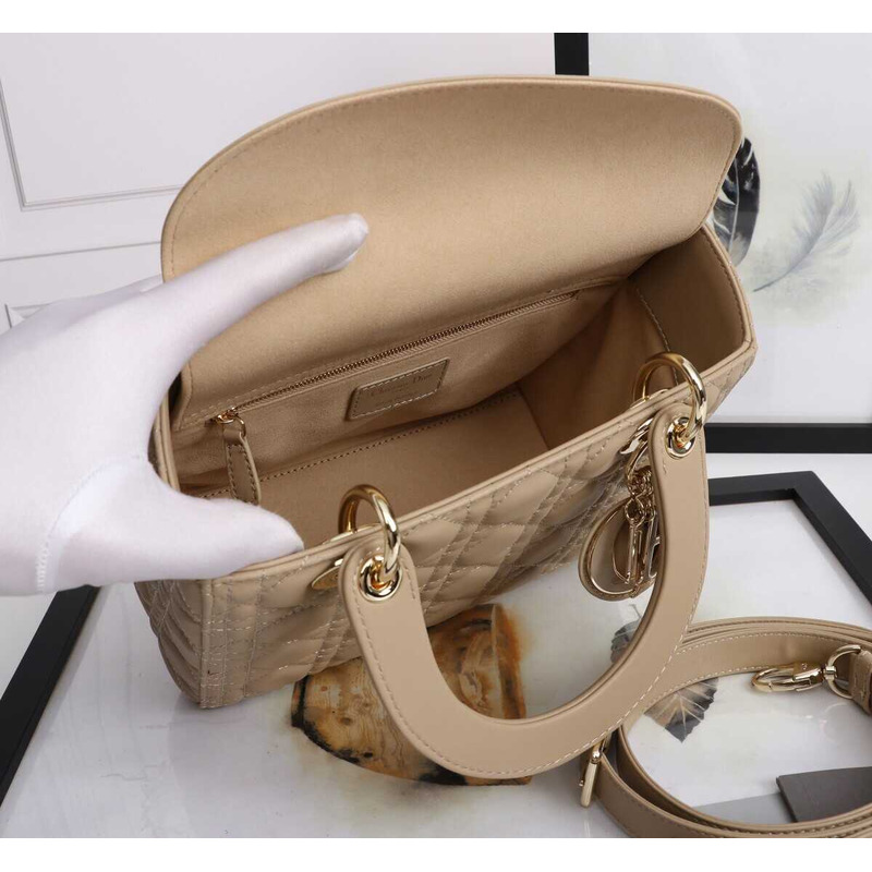 D*or medium lady D*or bag sand pink cannage lambskin