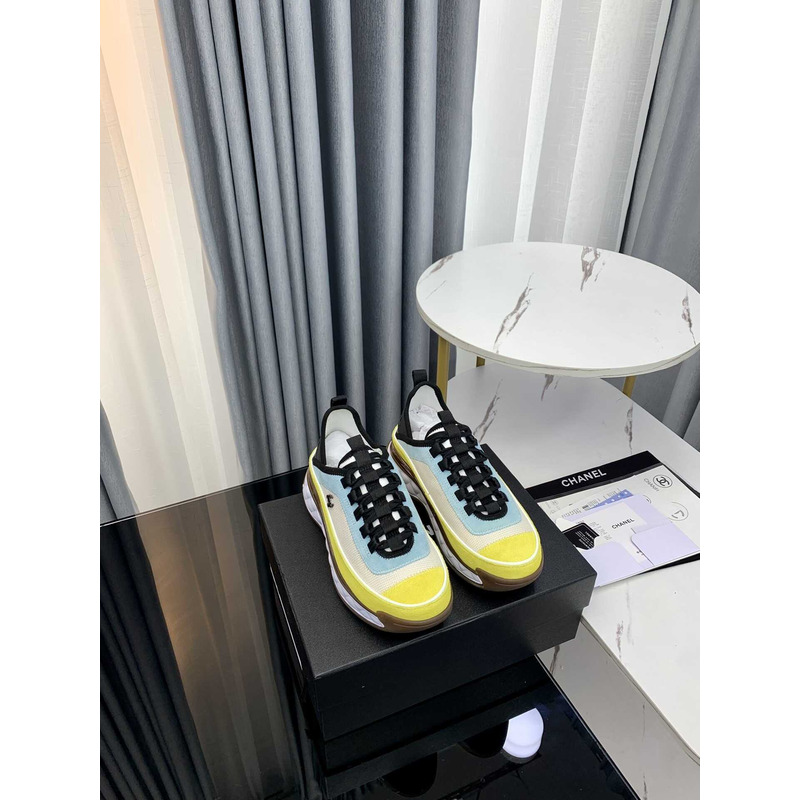 Ch*el low top trainer yellow and blue