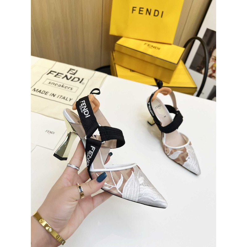 F**di new colibrì pink mesh high-heeled slingbacks