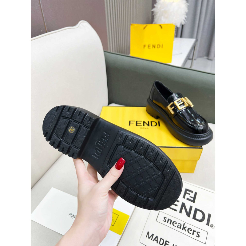 F**di leather logo loafer & moccasin shoes black