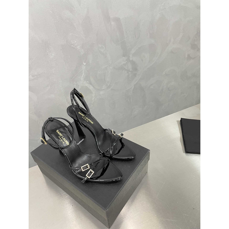 Saint Laurent Cassie Sandals In Crepe Satin Black