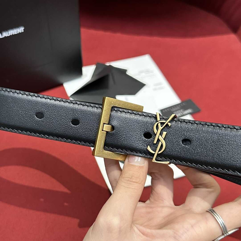 Saint Laurent YSL-monogram Leather Belt