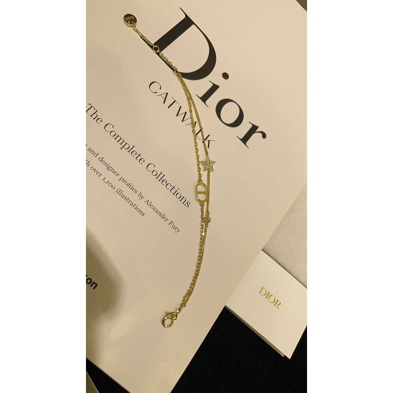 D*or petit cd double bracelet gold-finish metal and white crystals