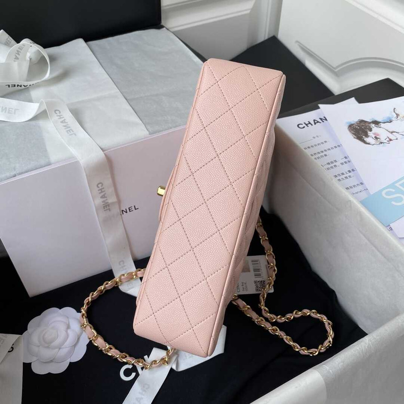 Ch*el classic flap calfskin gold hardware pink