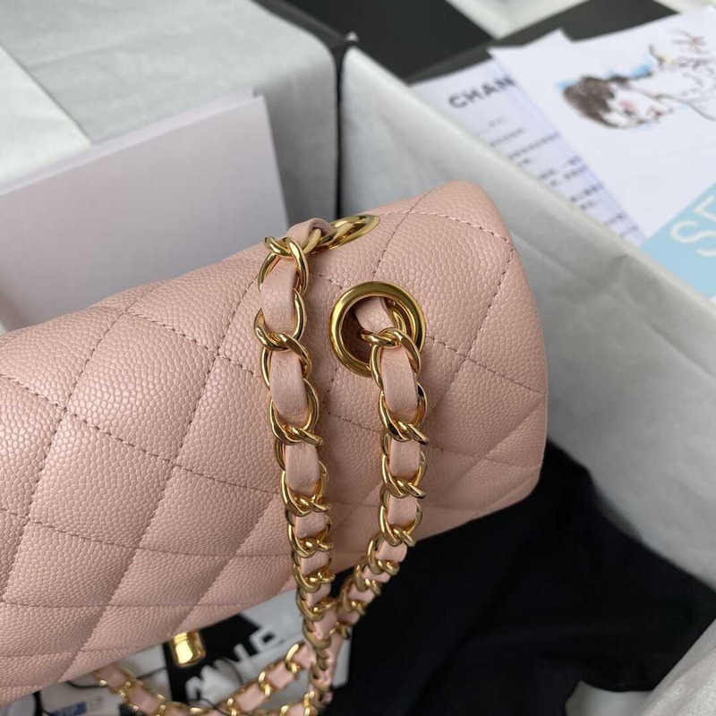 Ch*el classic flap calfskin gold hardware pink