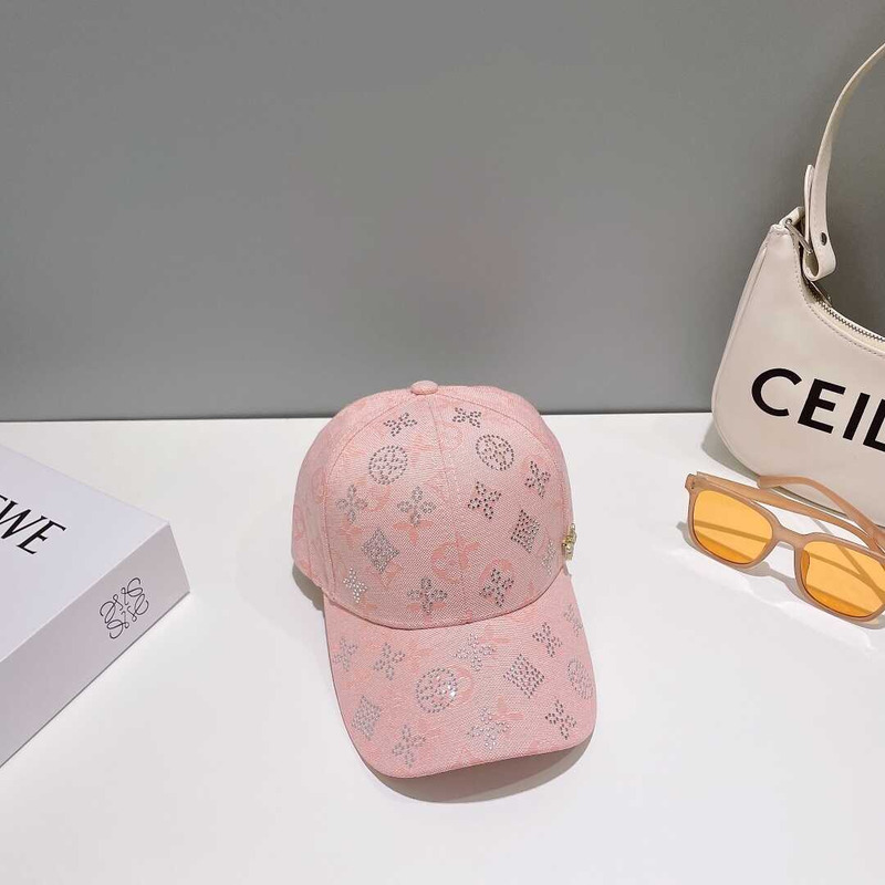 l**is V*t*n monogram jacquard denim baseball cap pink