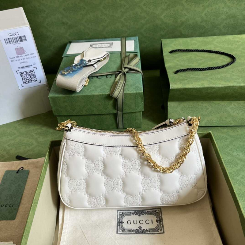 G*u*i gg matelasse leather bag white