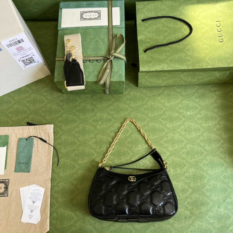 G*u*i gg matelasse leather bag black