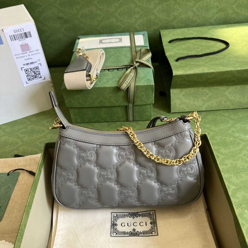 G*u*i gg matelasse leather bag gray