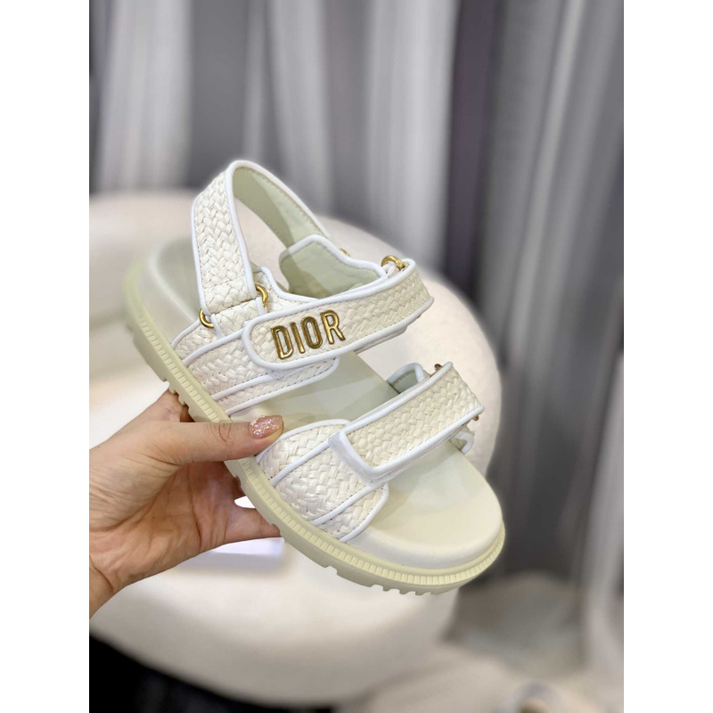 D*or straw sandals white