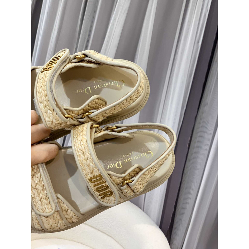 D*or straw sandals beige