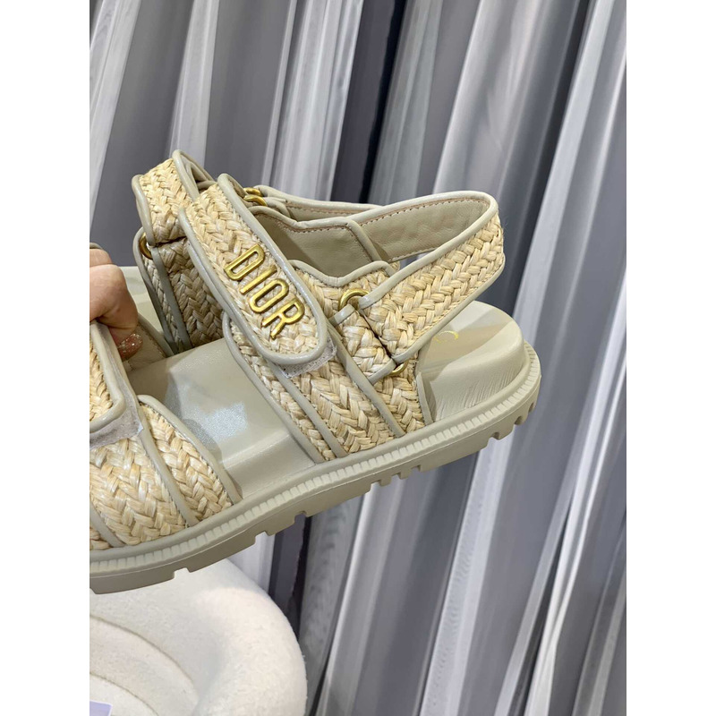 D*or straw sandals beige