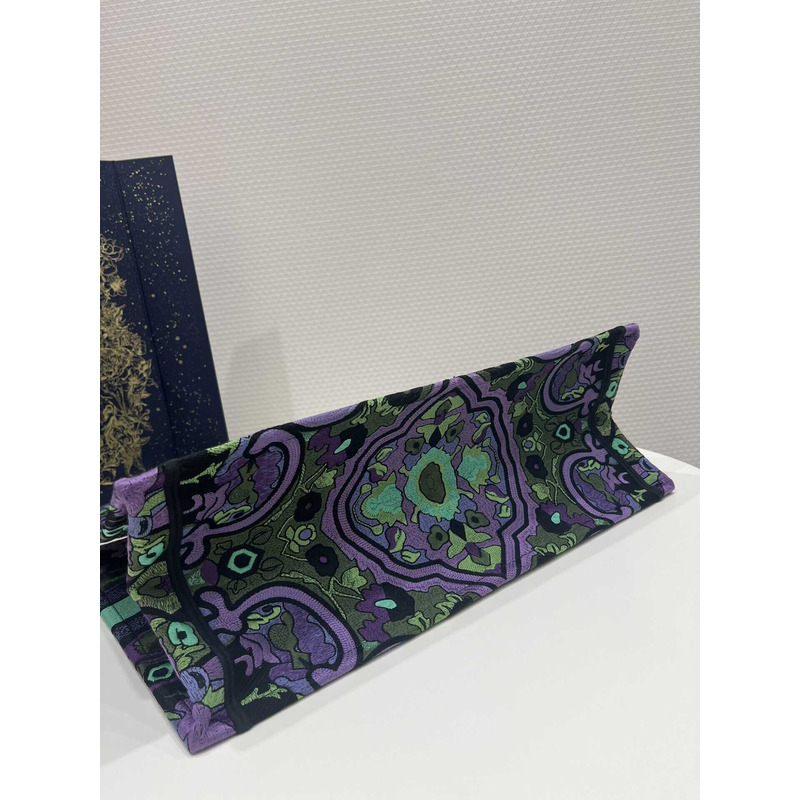 D*or large D*or book tote multicolor D*or indian purple embroidery