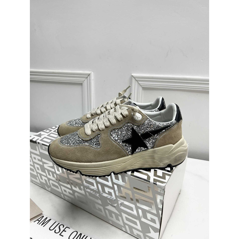 GGDB Running Sole Glitter Suede And Leather Trainers Green