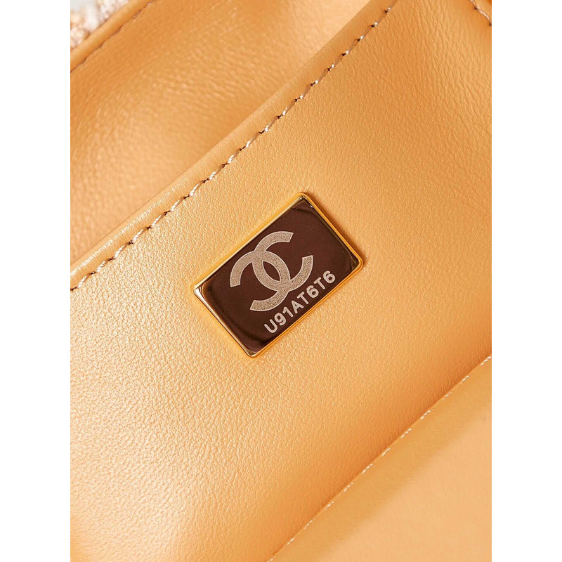 Ch*el cosmetic bag yellow oblique