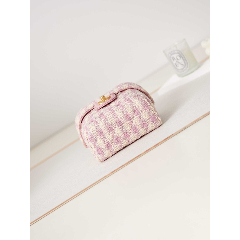 Ch*el cosmetic bag pink oblique