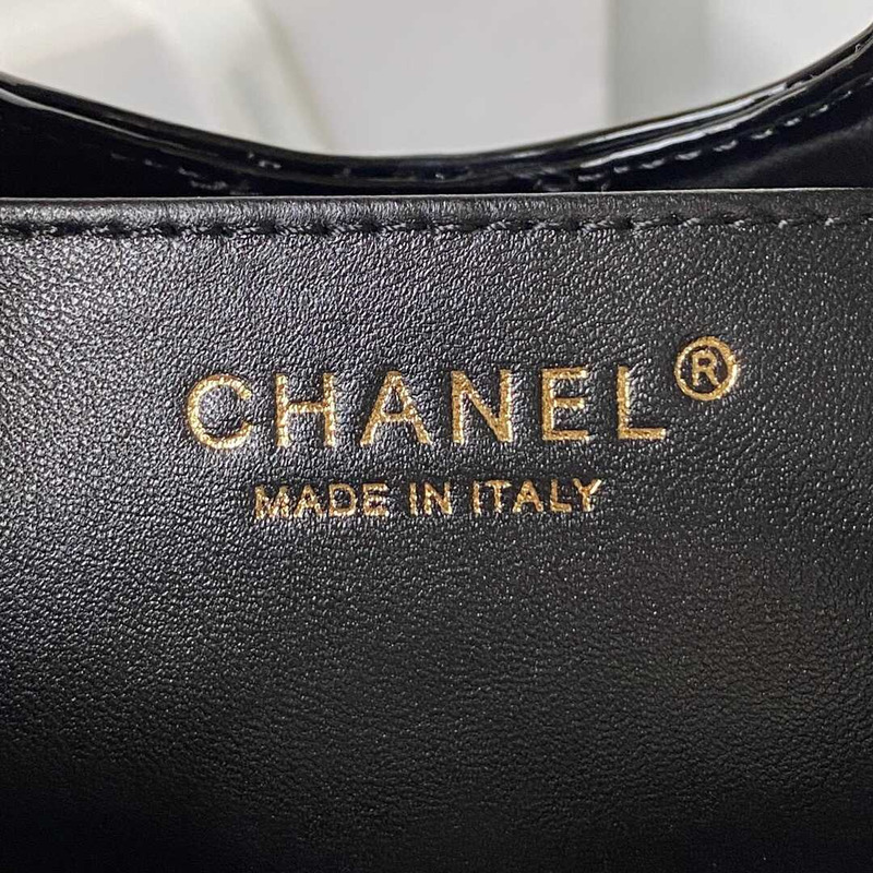 Ch*el 31 mini shopping bag patent calfskin & gold-tone metal black