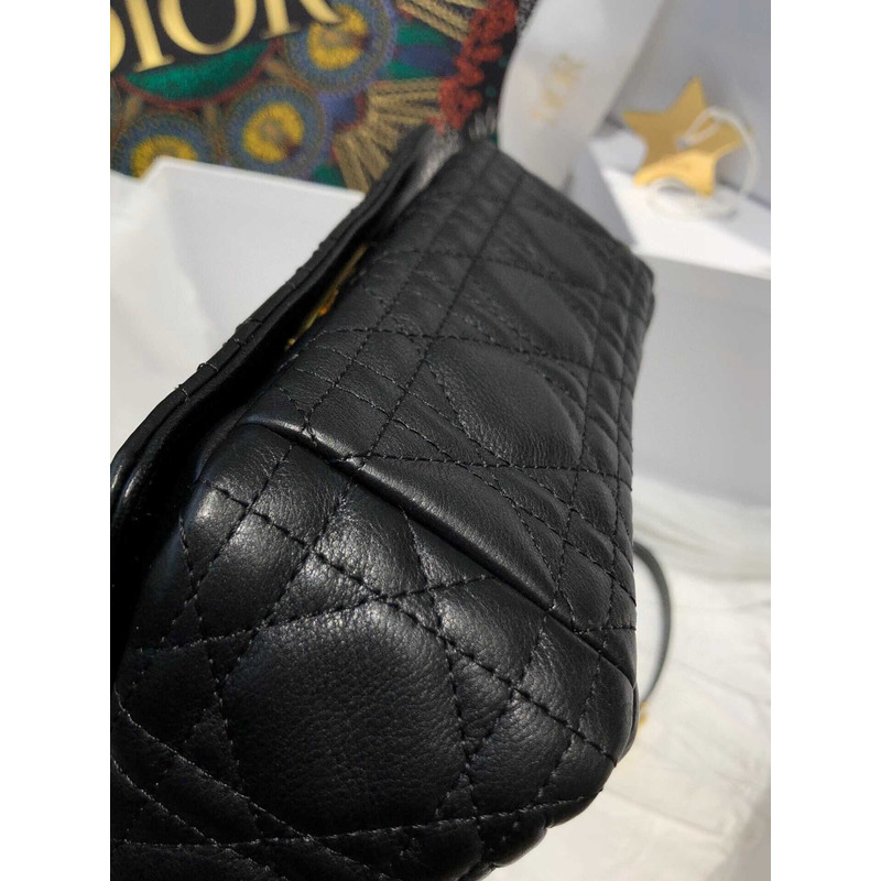 d*or small d*or caro bag black S*pple cannage calfskin bag