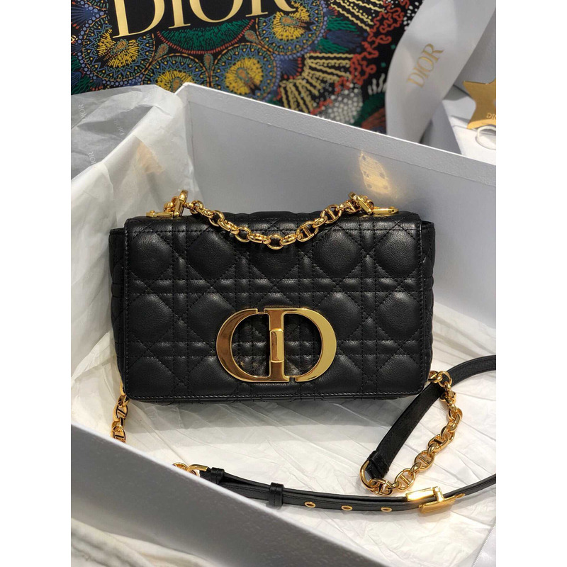 d*or small d*or caro bag black S*pple cannage calfskin bag