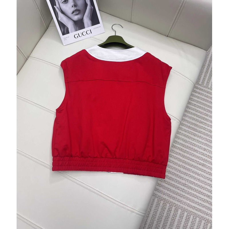 G*u*i cotton vest jacket with G*u*i patch