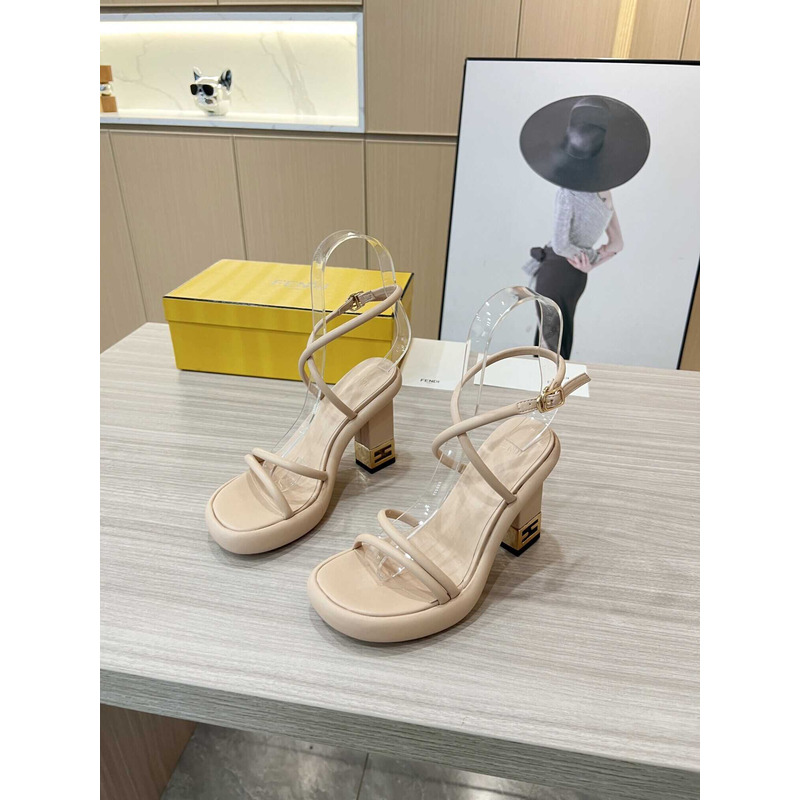F**di beige nappa leather sandals
